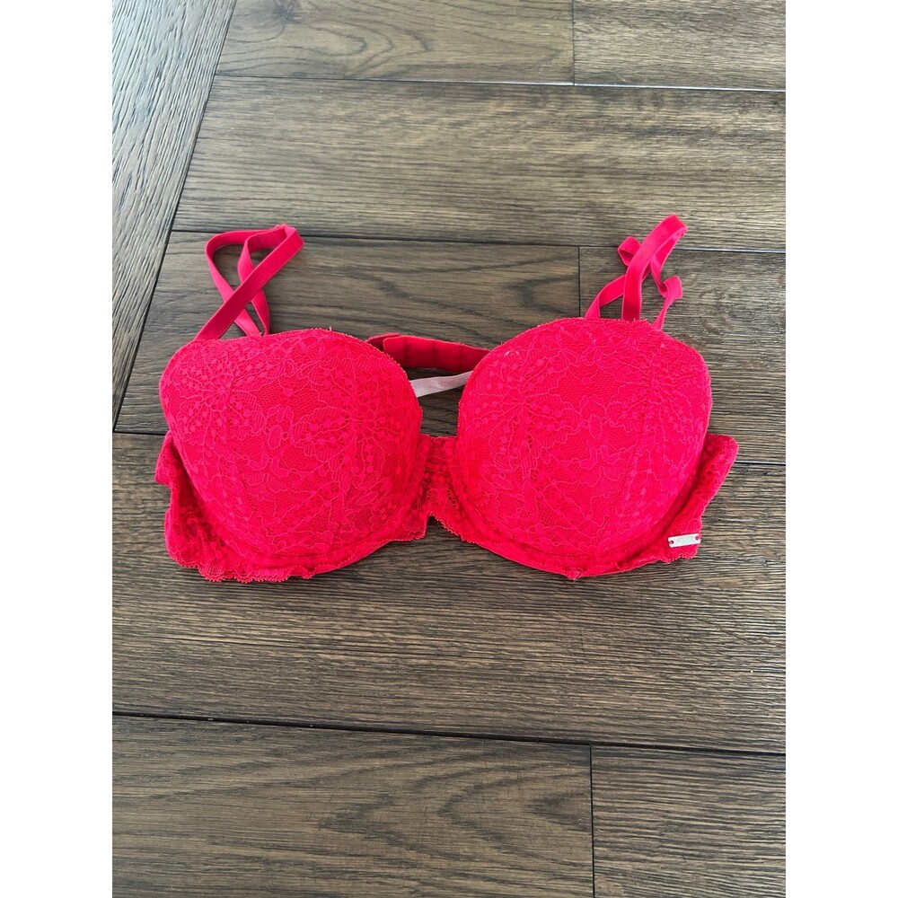 Red lace bra push up by pink